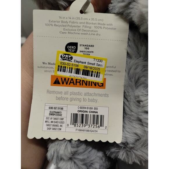 Cloud Island NWT Gray Elephant Lovey Security Blanket Plush 2024 - Picture 5 of 8